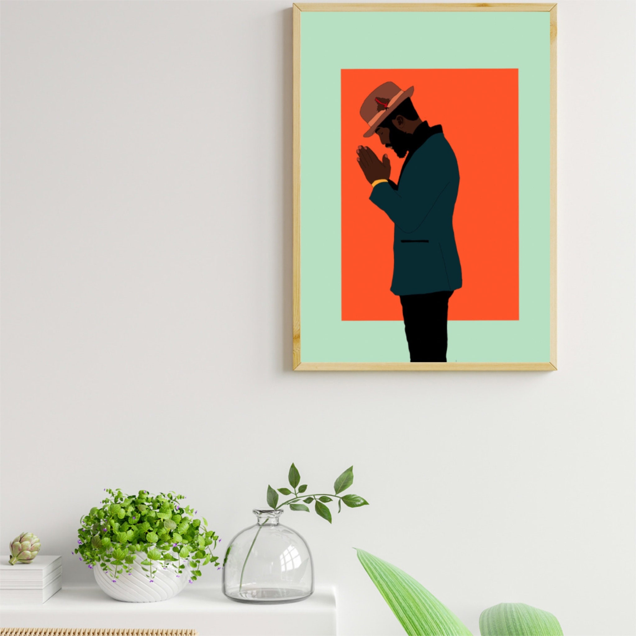 Black Afro Men Art Poster Black Man Art Black Man Wall Art Etsy