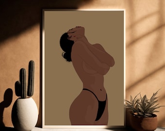 Konsttryck med svart kvinna: Feminin afrikansk väggkonst (digital nedladdning)