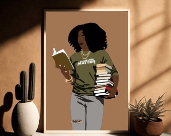 Black Woman Reading Art Print: Black Girl Magic (Digital Download)