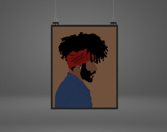 Poster artistico raffigurante un uomo afroamericano di colore: arte murale afroamericana (download digitale)