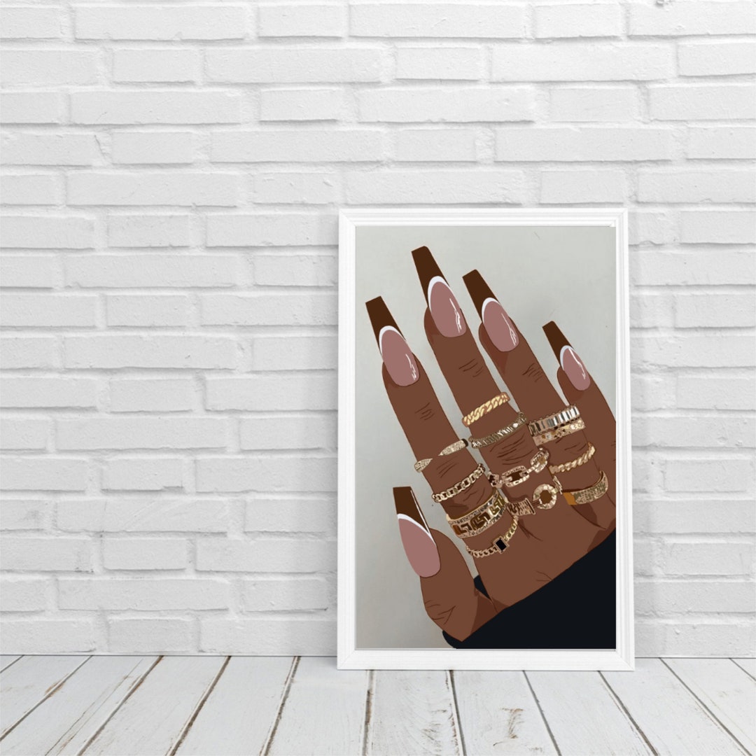 Nails Art Nails Wall Art Black Afro Women Art Poster Etsy
