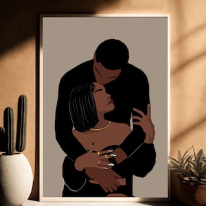 Schwarze Paare Wandkunst, schwarzes Paar Kunst, schwarze Liebe Kunst, schwarze Liebe Wandkunst, Paar Kunst, afrikanische Kunst, afrikanische Wandkunst, schwarz Kunstdruck