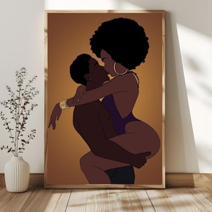 Black Love Art Print: afro-paar illustratie (digitale print)
