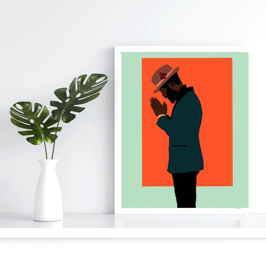 Black Afro Men Art Poster Black Man Art Black Man Wall Art Etsy