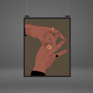 Black Man Hands Art Print: Rings Illustration (Digital Download)