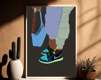 Cartel de arte de mujeres afro negras, arte de mujeres negras, arte de pared, obras de arte de mujeres negras, lienzo de arte de mujeres negras, impresión de pared, impresión de arte de mujeres negras.