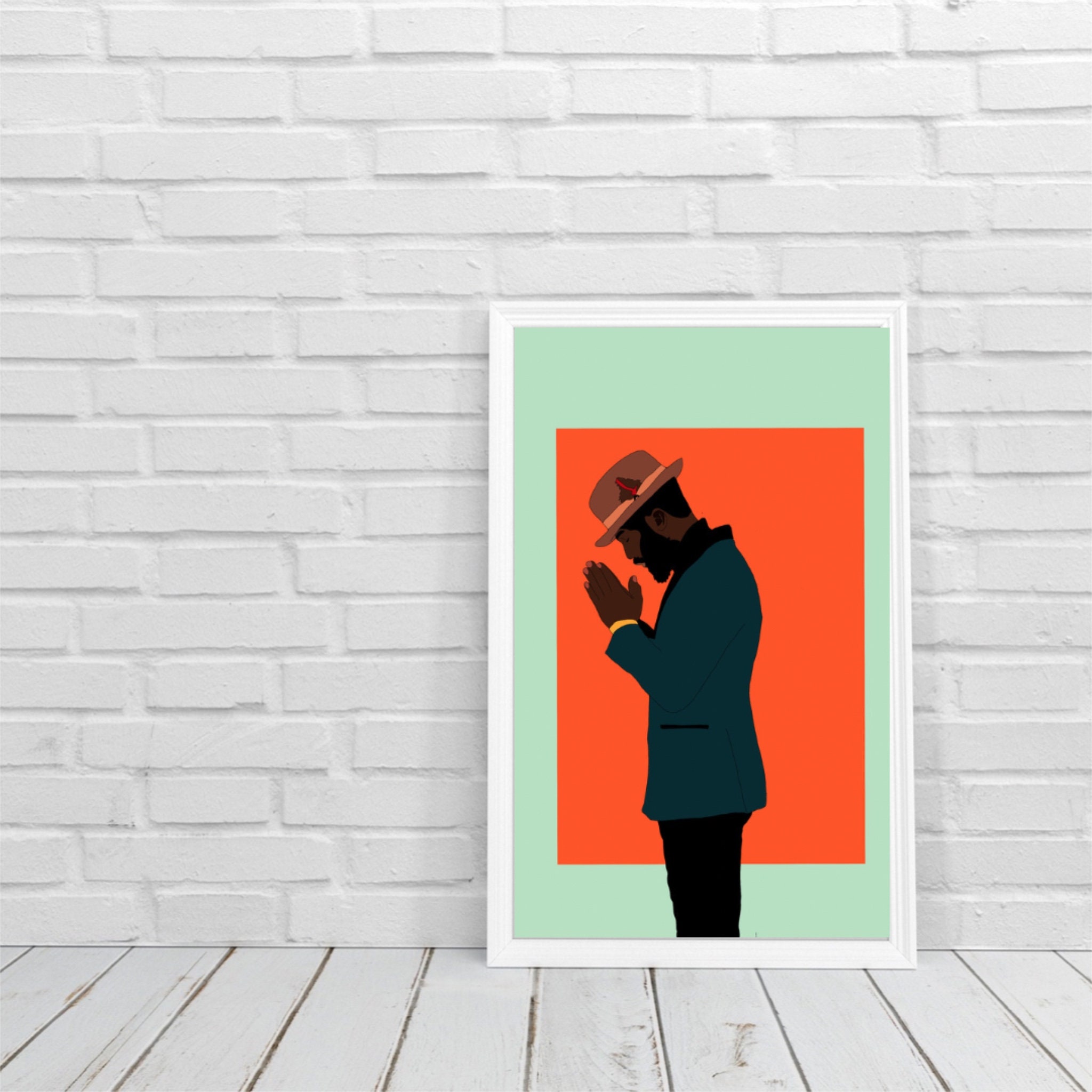 Black Afro Men Art Poster Black Man Art Black Man Wall Art Etsy