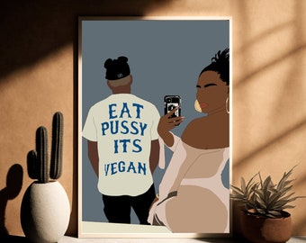 Black Love Art Print: Stylish African Couple Wall Decor
