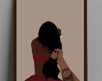 Black Love Art Print: Tattooed Couple, African American Wall Art