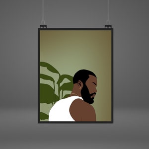 Black Man Art Print: Afro Hairstyle, Minimalist Portrait (Digital Download)