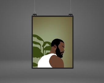 Black Man Art Print: Afro Hairstyle, Minimalist Portrait (Digital Download)