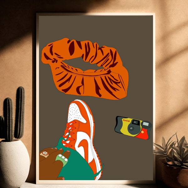 Black Girl Sneaker Art Poster, Nike Art, Nike Wall Art, Hypebeat, Sneaker Art, Black Woman Art, Jordan Sneaker Art, Sneaker Wall Art, Nike