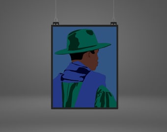 Black Man Art Print: Afro Hat, Modern Wall Decor (Digital Download)