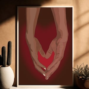 Black Love Art Print: African Couple Heart Hands (Digital Download)