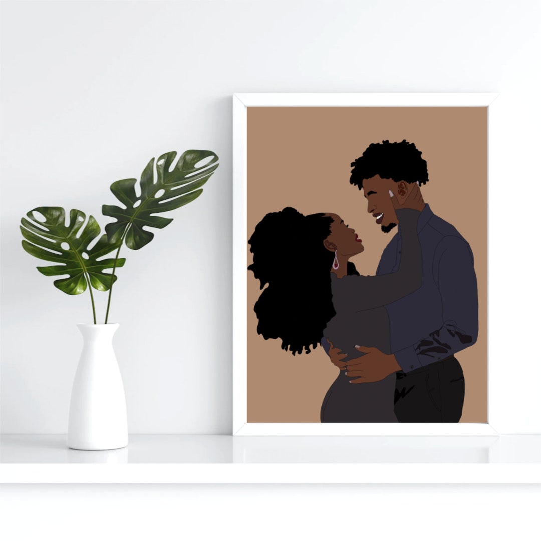 Black Love Art Black Love Wall Art Black Couples Wall Art Etsy