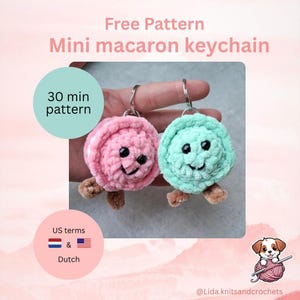 Mönster för mini-macaron-nyckelring, utan sömnad