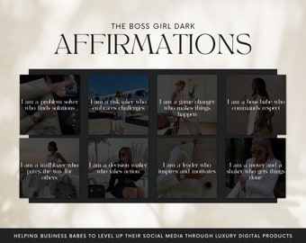 50 Affirmations Post Templates for Boss Girl Instagram | Dark Aesthetic | Engagement Boosting Social Media Content