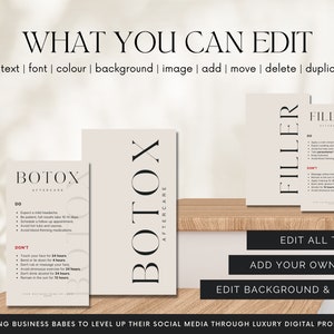 DIY Botox Filler Aftercare Card Design Mini Templates Light, Editable, Printable, Instant, Aesthetic Beauty Post Care, Injectables, MedSpa image 2