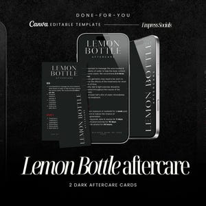 Modèles bricolage de cartes de suivi de bouteille de citron foncé, mini-cartes imprimables modifiables, dissolution des graisses, soins post-opératoires esthétiques, MedSpa, infirmière injecteur