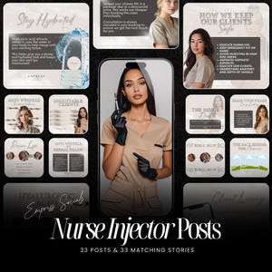 66 Botox and Filler Templates | Aesthetic Nurse Templates | Cosmetic Injector Posts | Editable Instagram Templates | Canva Templates