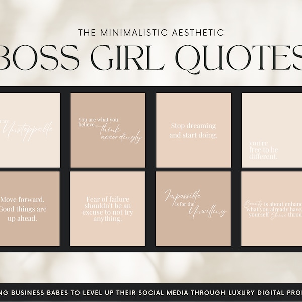 100 Instagram Girl Boss Minimalistic Quotes, Social Media Quotes Pack, Editable Instagram Affirmation Posts, Boho Canva Templates