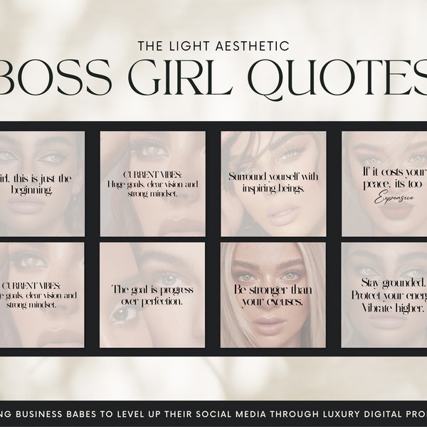 100 Instagram Girl Boss Quotes Light| Baddie vibe Social Media Quotes Pack| Editable Instagram Affirmation Posts| Boss girl Canva Templates