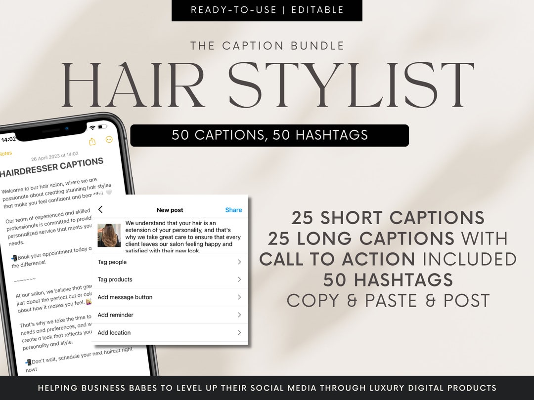 Hair Stylist Hairdresser Caption Bundle for Instagram 50 Etsy