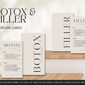 DIY Botox Filler Aftercare Card Design Mini Templates Light, Editable, Printable, Instant, Aesthetic Beauty Post Care, Injectables, MedSpa image 1