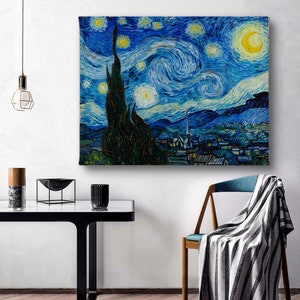 Sternennacht von Vincent Van Gogh, gedruckte Leinwand, Gerollte/ ungedehnte Leinwand, Reproduktion klassischer Kunst, Poster Wanddekor, Geschenkidee, Wandkunst