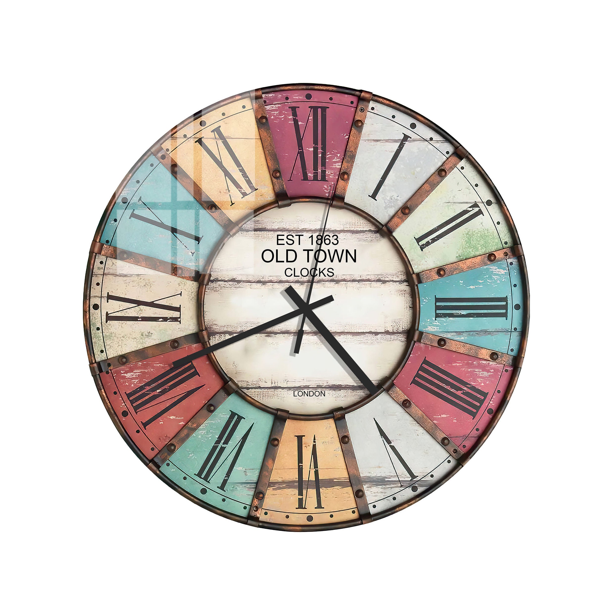 Autravelco Wooden Wall Clock Silent Non-Ticking Large Numbers Battery  Operated Egypt-Giza Vintage Wall Clocks Gentle City Country Fine Art Home