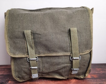 Vinatge años 60 ejército polaco excedente militar tipo antiguo mochila bolsa de pan bolsa de mensajero