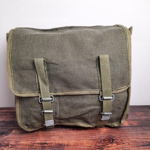 Vinatge 60s Polish Army Surplus Military Old Type Haversack Bread Bag Messenger Bag