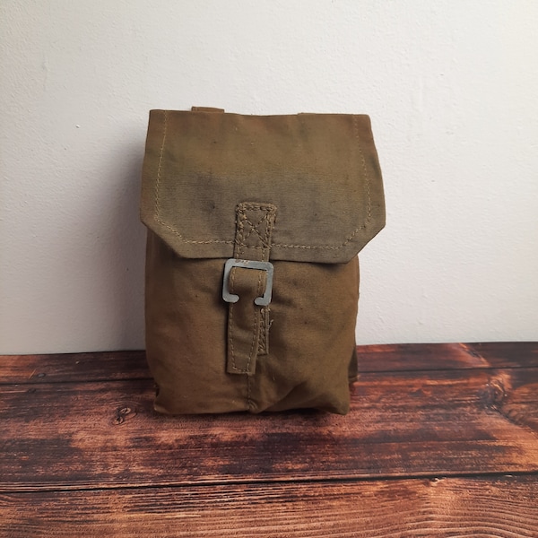 Old Vintage 50s Polish Army Surplus Canvas Belt Pouch