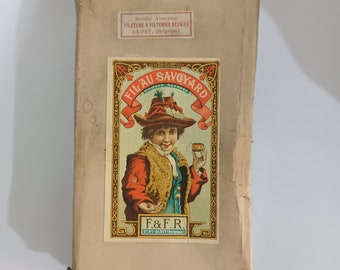 Cajas, Carretes de hilo de lino francés vintage negro, Fil de Lin, Fil Au Savoyard, F.&F.R.(artículo no:4)