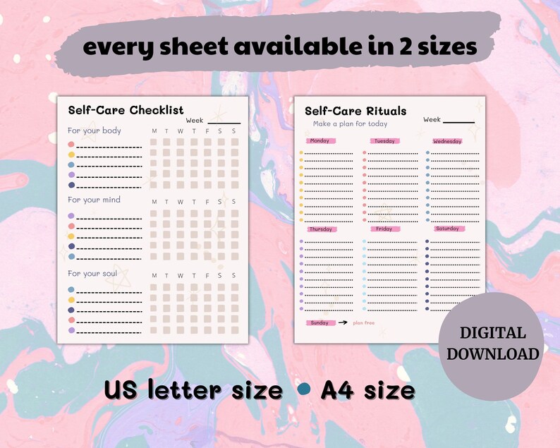 Self Care Planner Checklist Printable | Daily Wellbeing Rituals ...