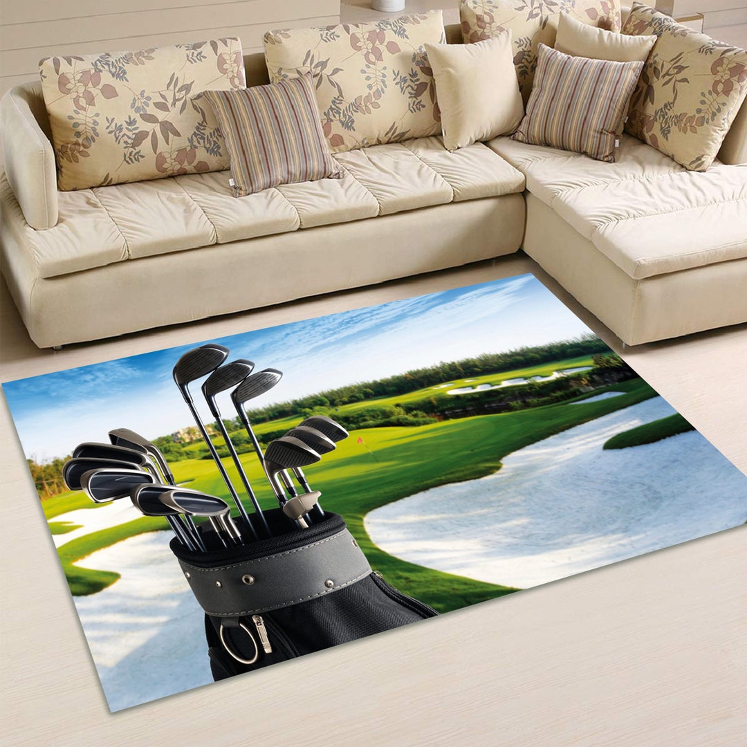 Golf Rug Golf Ball Sport Rug Customizable Rug Sports Rug Etsy