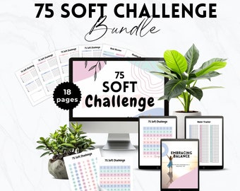75 Soft Challenge Printable Tracker Bundle, 75 Soft Pdf,  75 Soft Challenge Planners & Trackers, 75 Day Soft Tracker, , FREE eBOOK!