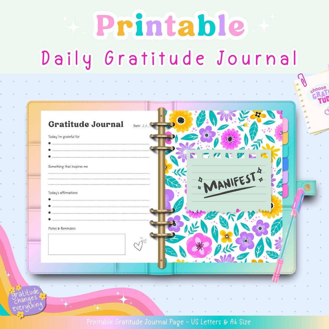 Minimal Daily Gratitude Journal Page, Print-friendly, Instant Download ...