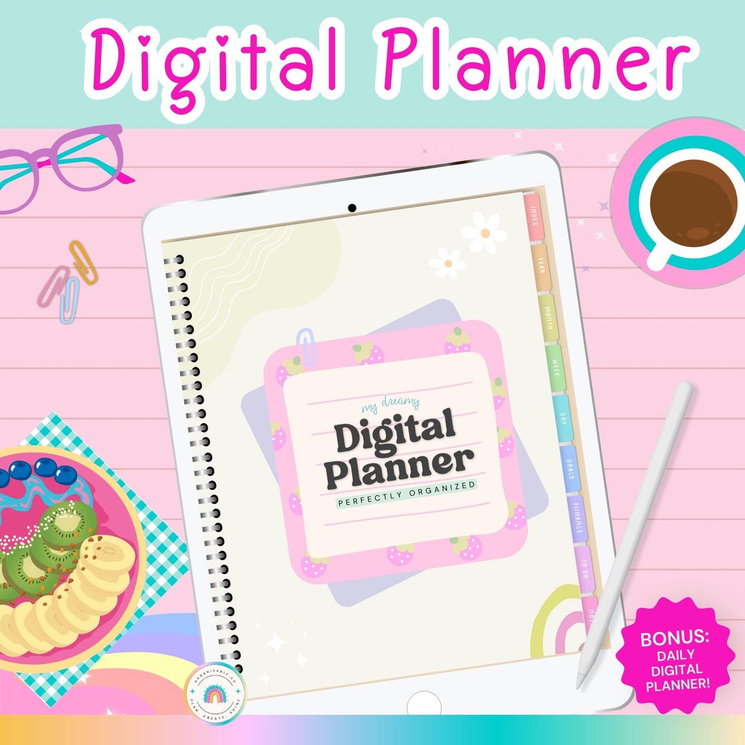 Undated Digital Planner, Rainbow, Downloadable to iPad Digital Planner ...
