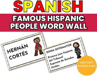 Famous Hispanic People Word Wall Hispanic Heritage Month Posters in Spanish Bulletin Board Kit
