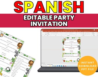 Editable Spanish Fiesta Invitation Template End of Year School Party Invite Fiesta de Fin de Curso Class Celebration PowerPoint File