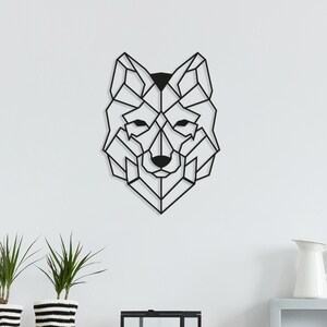 Wandaccessoire, Metallskulptur, große Wandkunst, Metallschild, geometrische Wandkunst, abstrakte Wandkunst, Wolf Deko