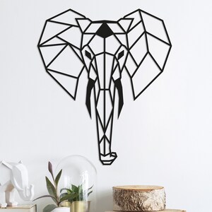 Wandaccessoire, Metallskulptur, große Wandkunst, Metallschild, geometrische Wandkunst, abstrakte Wandkunst, Elefant Deko
