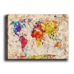 Gemälde auf Leinwand, Ölgemälde, moderne Malerei, Büro Wand Dekor, abstraktes Bild, Weltkarte Gemälde Schlafzimmer Wand Kunst Badezimmer Dekor