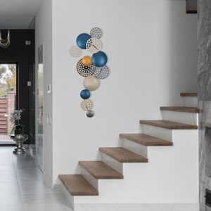 Einweihungsgeschenk, Wandaccessoire, Metallskulptur, große Wandkunst, Metallschild, geometrische Wandkunst, abstrakte Wandkunst, Goldbrote