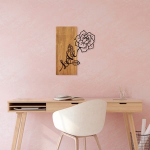 Rose, Wood Wall Art Decor, Ornament, Wood Wall Panel, Wooden Tree, Plywood Metal, Housewarming Gift, Wall Art, Living Room Decor