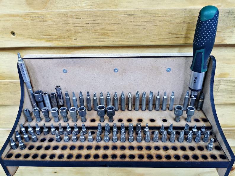 Screwdriver Bits Holder Laser Cut / CNC File, Can Stand on Its Own or