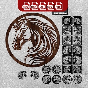 Horse Head Silhouette SVG, DFX, Wall Decor,  Equestrian Vector. Laser, CNC, Plasma File ready to Cut from wood, metal, etc. Instant Download