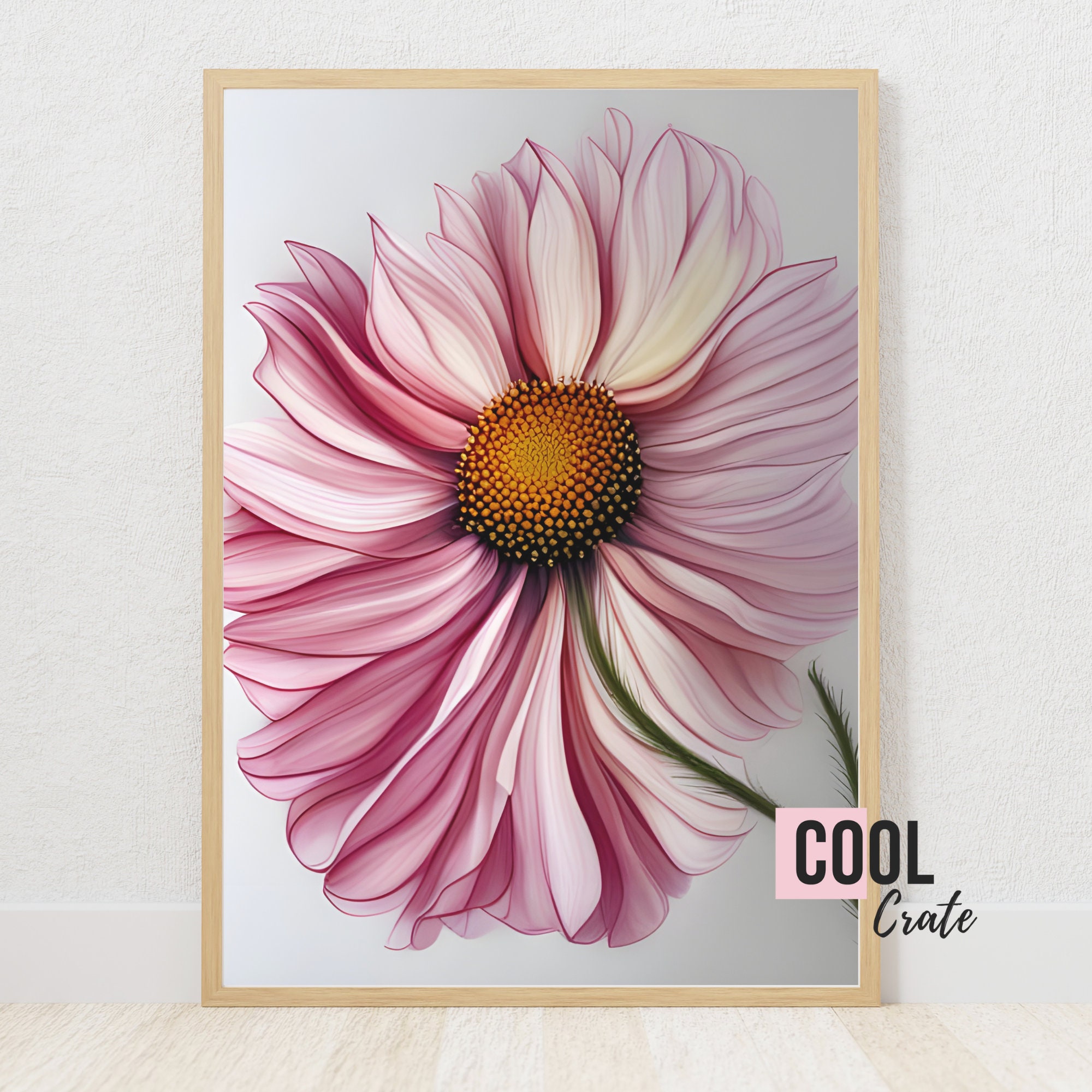 Pink Cosmos Flower Digital Print Gallery Wall Flower Art Botanical Art Pink Flowers 12 Etsy