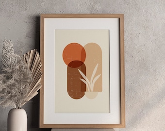Terracotta Boho Arch Print - Instant Download, Abstract Wall Art, Bohemian Botanical Wall Art, Mid Century Modern Art Printable, Earth Tones
